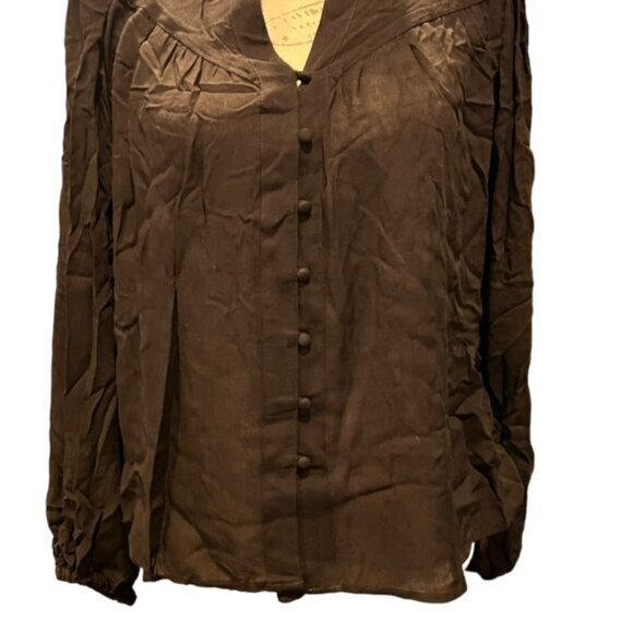 $70‎ Young Fabulous & Broke Women's Black Sheer Blouse Loop Button High-Lo NWT - Picture 3 of 16
